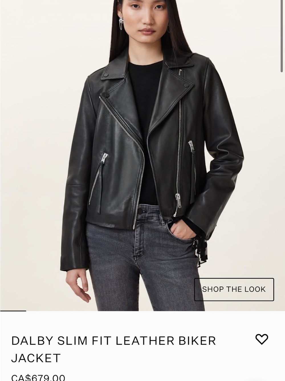 AllSaints Black Leather Biker Jacket